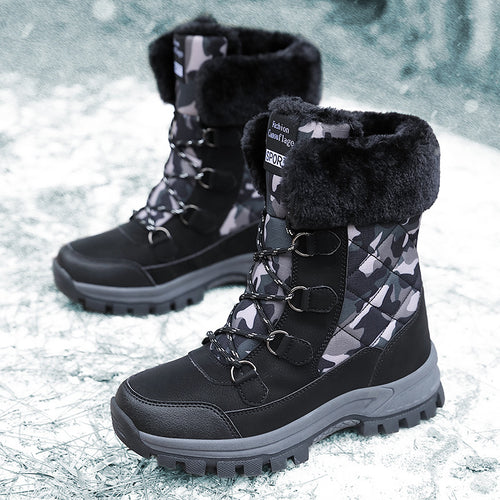 Damen isolierte Winterstiefel mit rutschfestem Profil und kuscheligem Innenfutter Drune