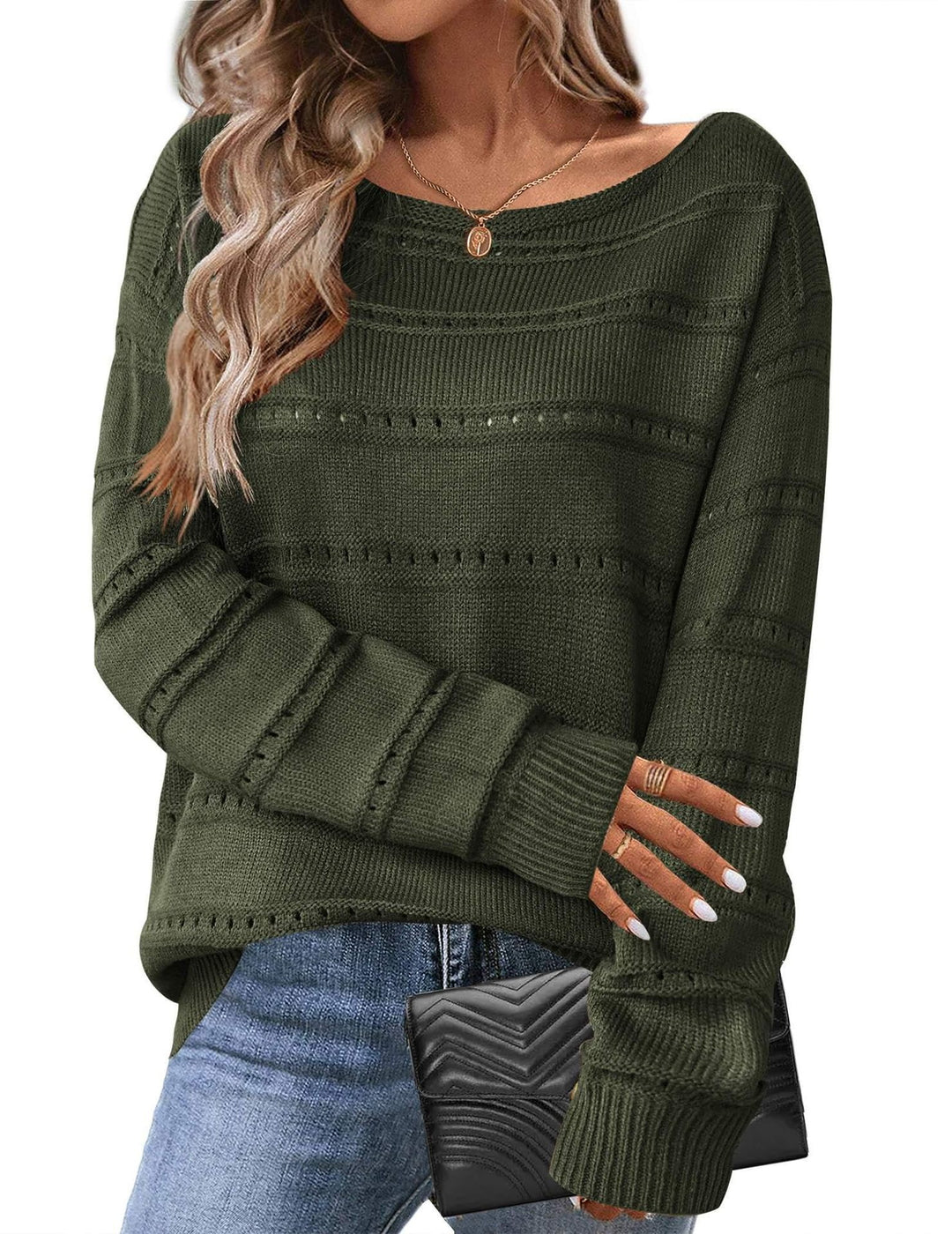 Damen Strickpullover mit luftiger Struktur und weit geschnittenem Design Drune