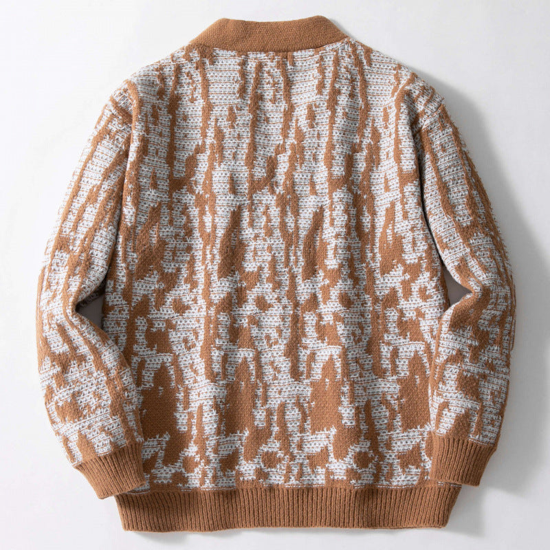Herren modischer Strick-Cardigan mit stylishem Muster und V-Ausschnitt Drune