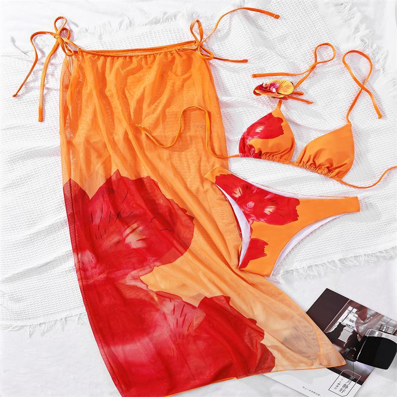 Damen Strandrock mit floralem Design und hohem Beinausschnitt Drune