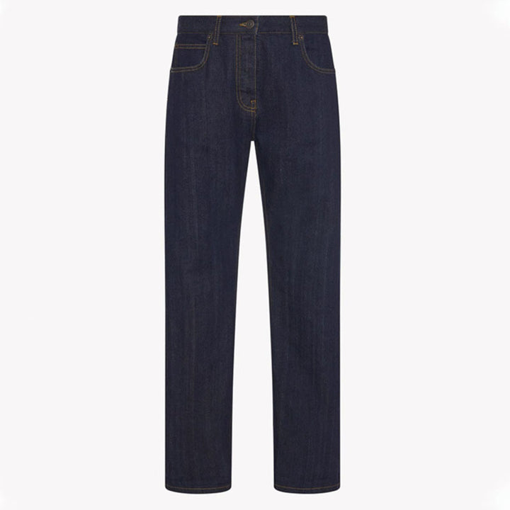 Damen gerade geschnittene Jeans mit hohem Bund Drune