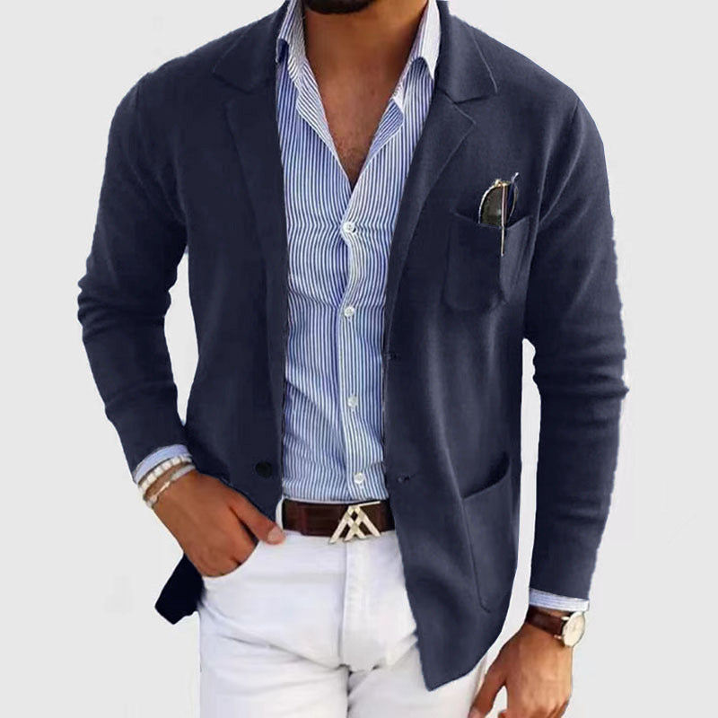 Herren lässiger Strickblazer mit praktischen Taschen und bequemer Passform Drune