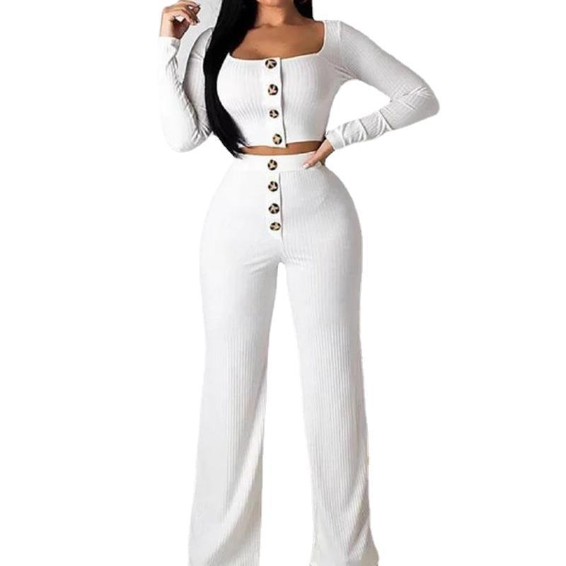 Damen Strick Set mit Knopfdetail Drune