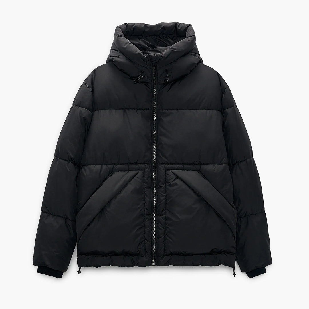 Herren gesteppte Winterjacke mit Kapuze und großzügigen Taschen Drune
