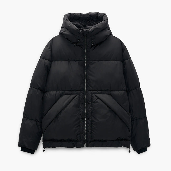Herren gesteppte Winterjacke mit Kapuze und großzügigen Taschen Drune