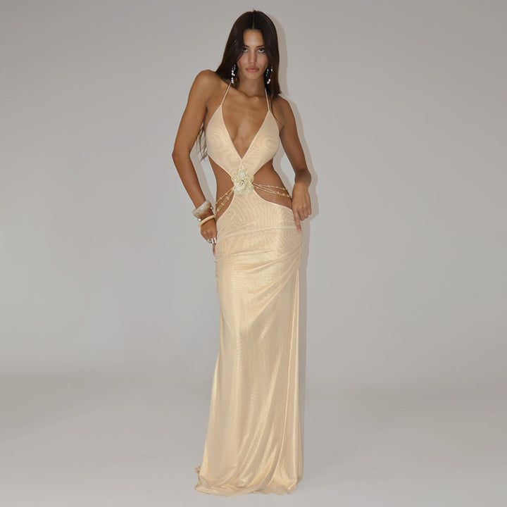 Damen Traumhaftes Abendkleid mit tiefem Ausschnitt und ausgefallenen Cut-Outs Drune