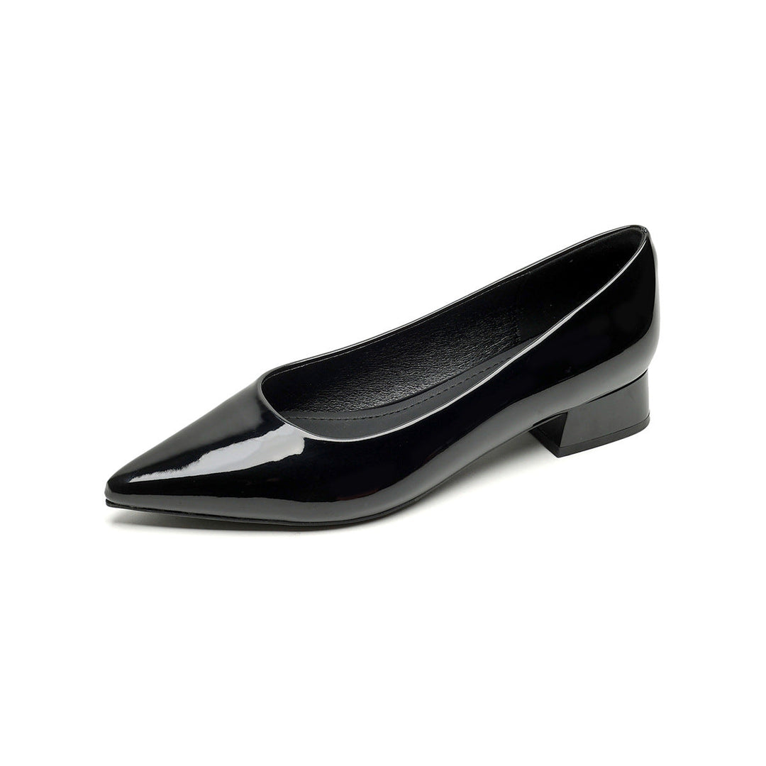 Damen elegante Ballerinas mit spitzem Zehenbereich und komfortablem Blockabsatz Drune