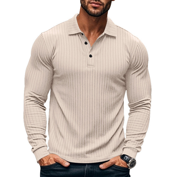 Drune | Henley Slim Fit Gerippter Strick Langarm Moderner Kragen