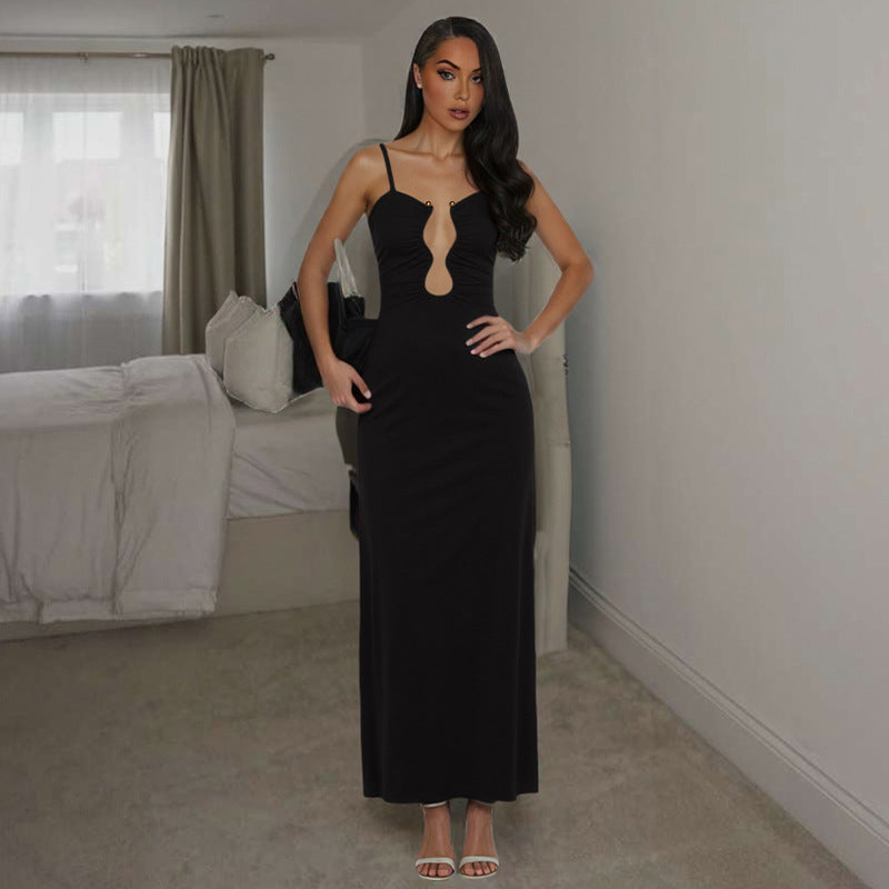 Damen Elegantes Maxikleid mit einzigartigem Schlüsselloch-Ausschnitt und figurschmeichelndem Schnitt Drune