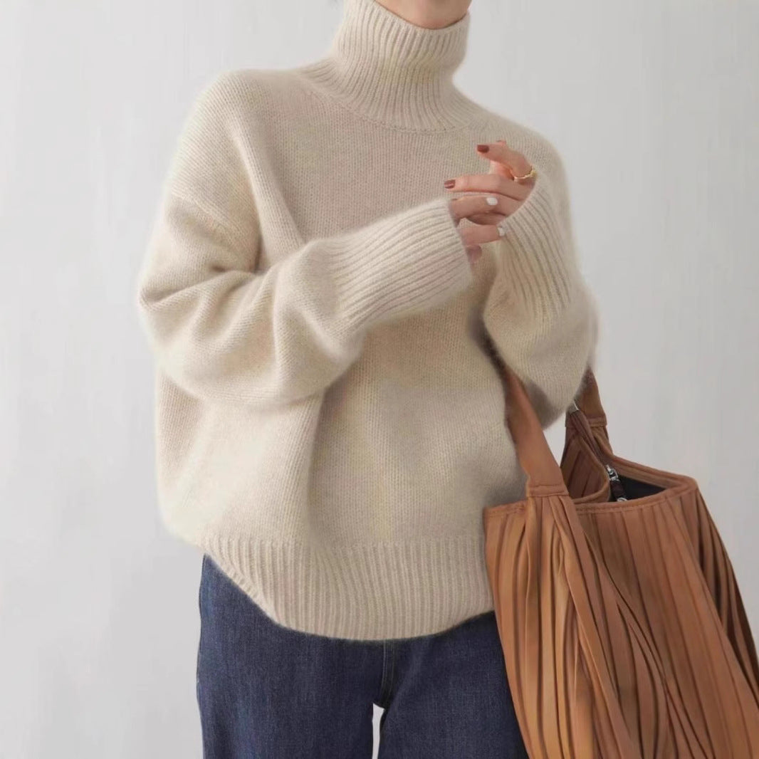 Damen Designer Rollkragenpullover aus hochwertiger Wolle Drune