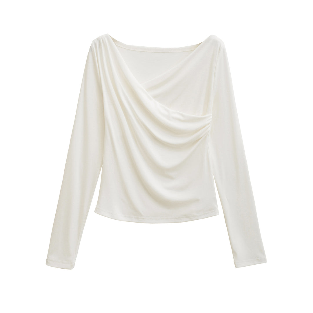 Damen Langarmshirt mit elegantem Drapierungsdesign Drune