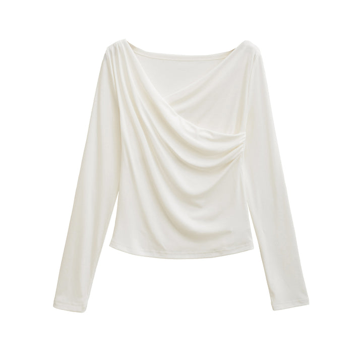 Damen Langarmshirt mit elegantem Drapierungsdesign Drune
