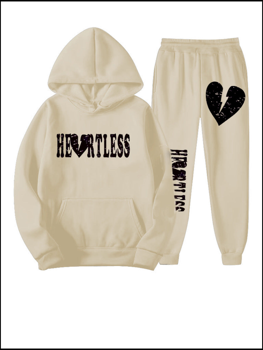 Damen Kapuzenpullover und Jogginghose Set mit auffälligem Graffiti-Design Drune