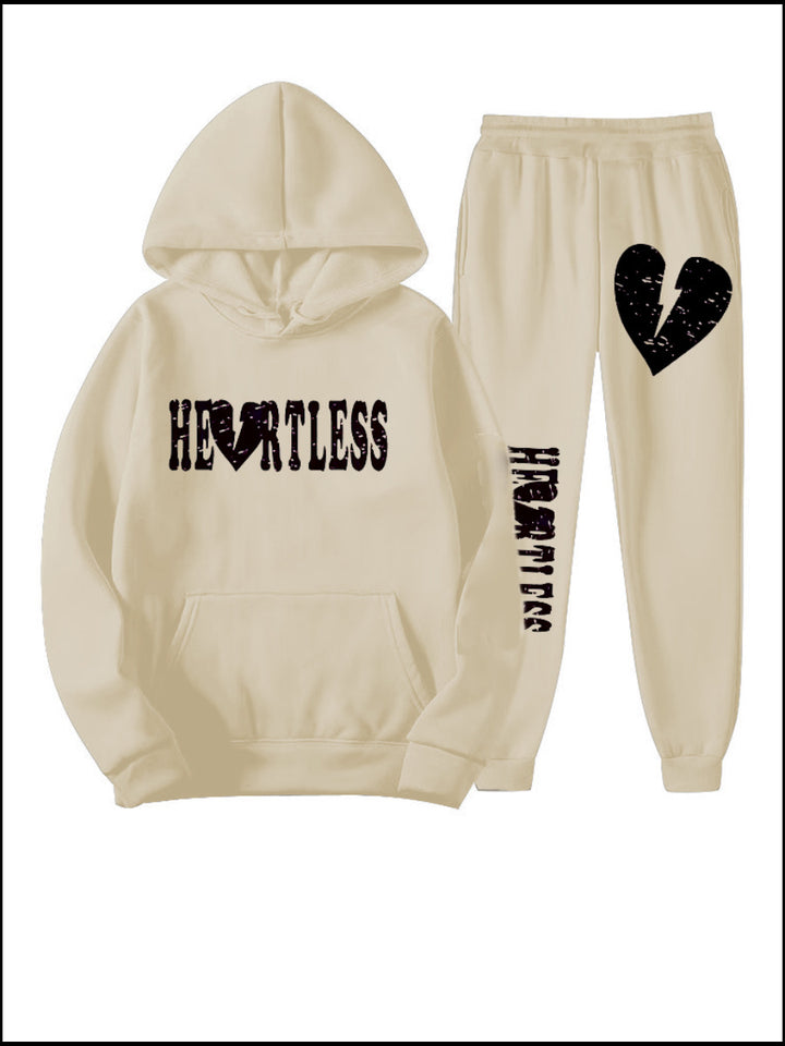 Damen Kapuzenpullover und Jogginghose Set mit auffälligem Graffiti-Design Drune