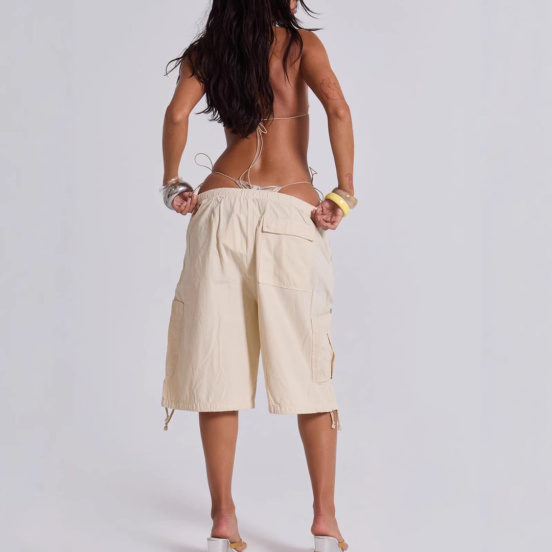 Damen lässige kurze Cargo-Shorts mit verstellbarem Bund und praktischen Taschen Drune