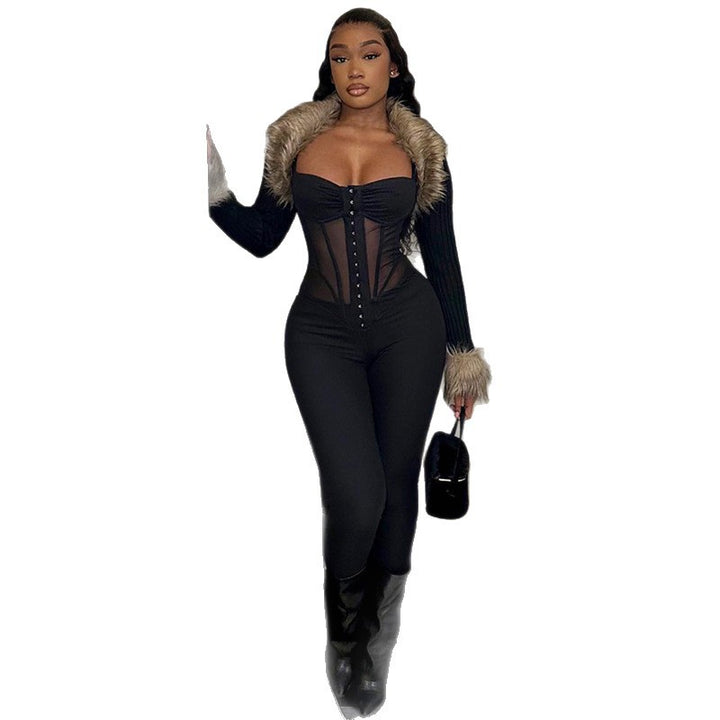 Damen Eleganter Body mit durchsichtigen Einsätzen und figurformendem Schnitt Drune