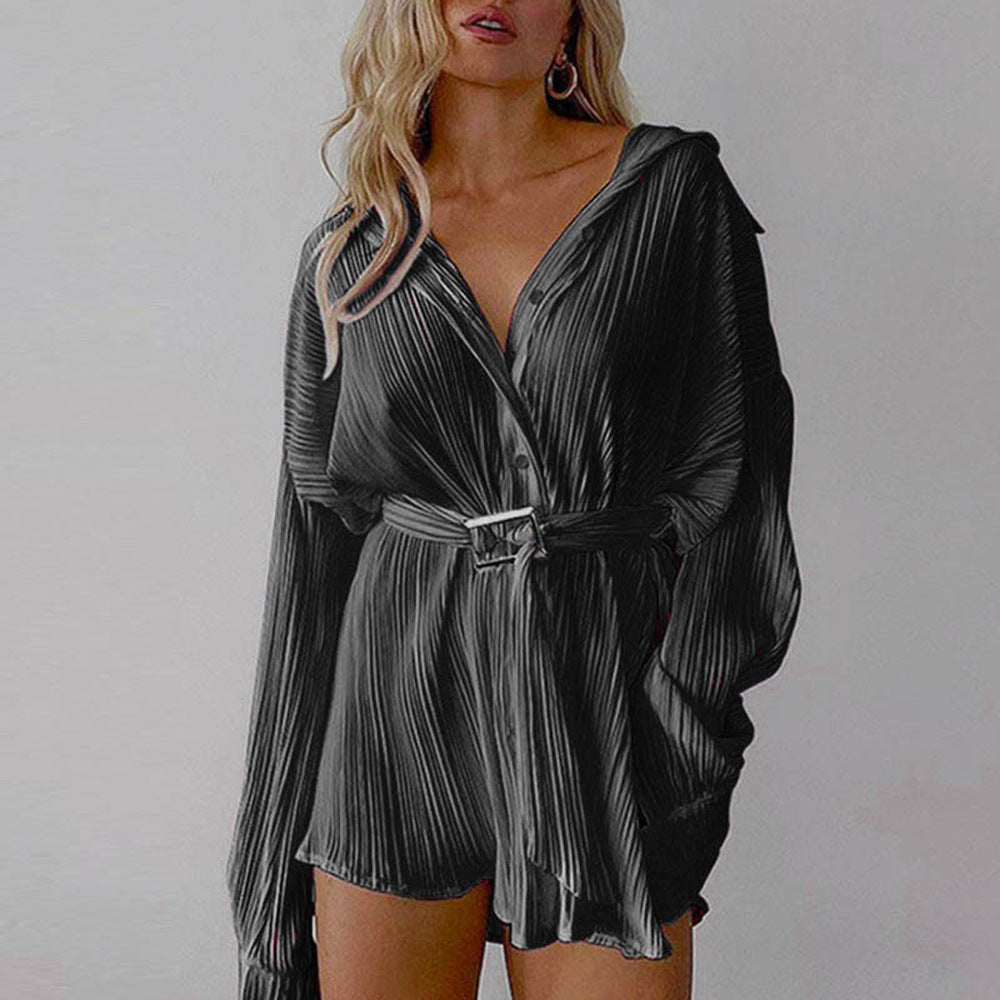Drune | Langärmeliges Kleid mit Schnürsenkeln und elastischer Taille