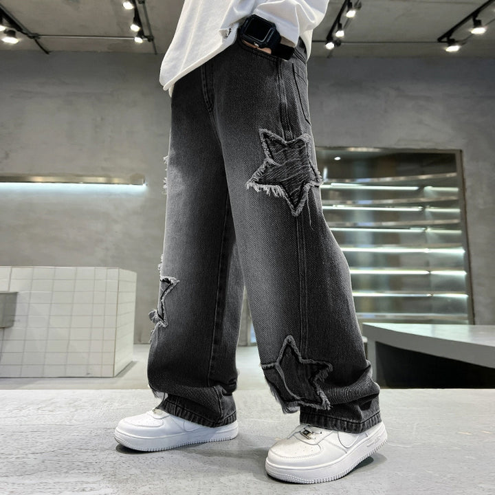 Damen modische Jeans mit Stern-Details Drune
