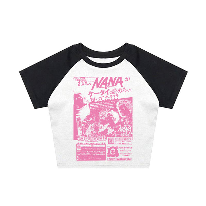 Damen Crop-Top mit kreativem grafischen Druck Drune
