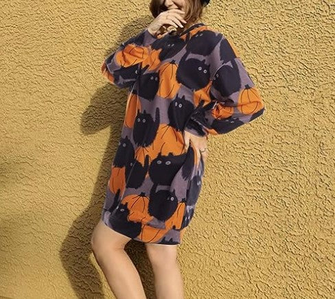Damen Langarmshirt mit herbstlichem Motiv Drune