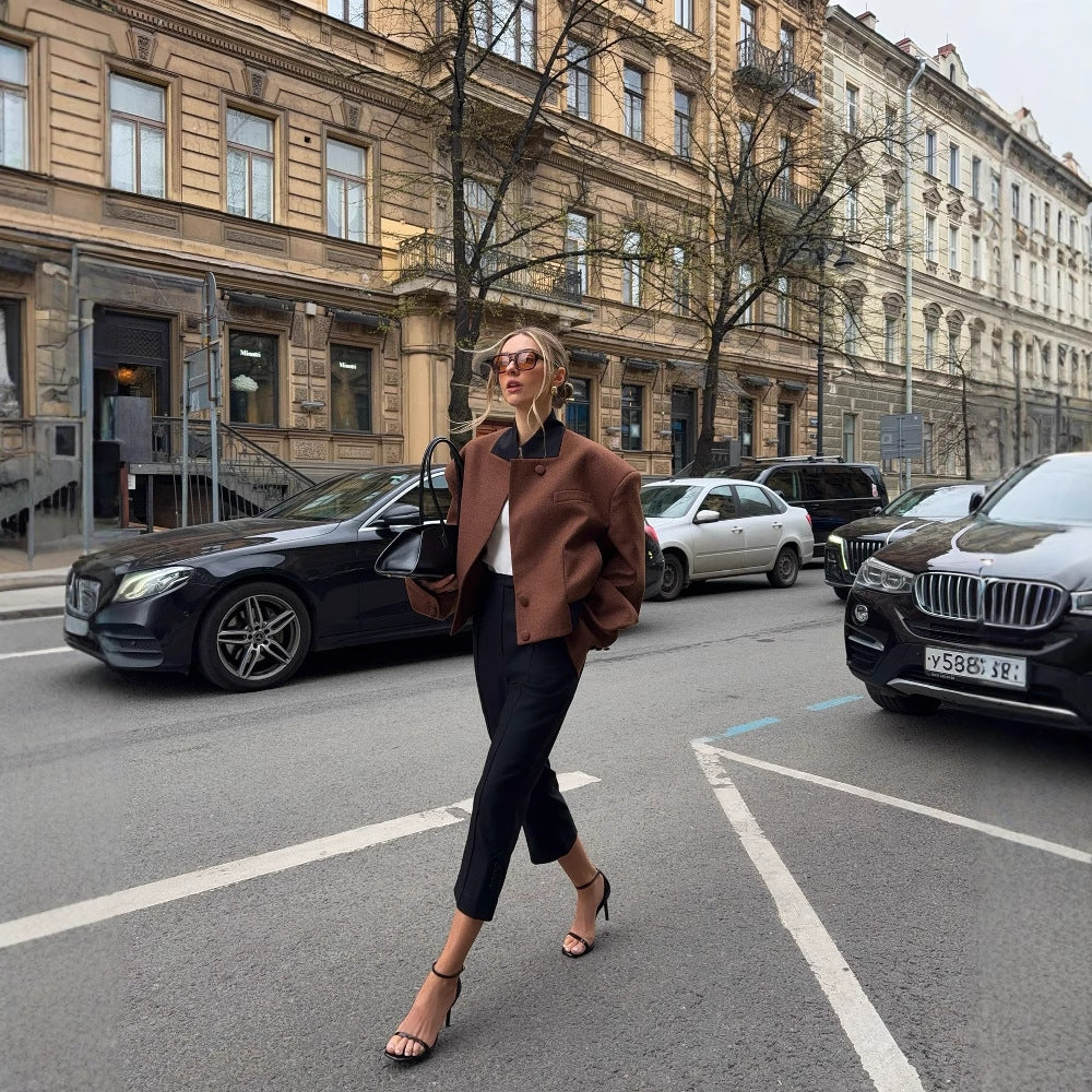 Damen modische Kurzjacke mit klassischem Schnitt Drune