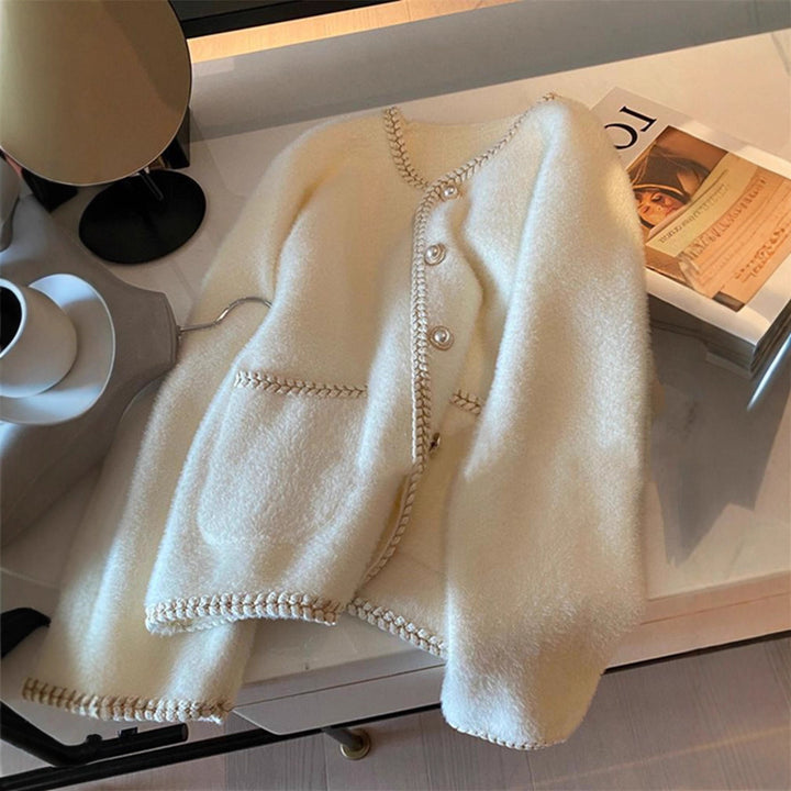 Damen Elegante Strickjacke mit Perlenverzierungen Drune