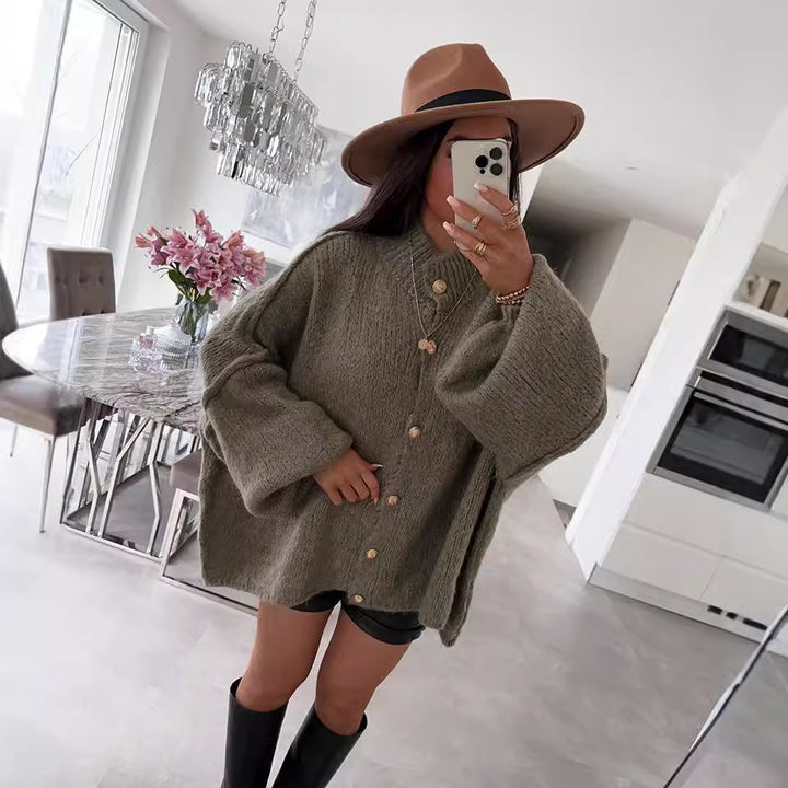 Damen gemütlicher Oversized-Strickpullover mit modernem Schnitt und voluminösen Ärmeln Drune