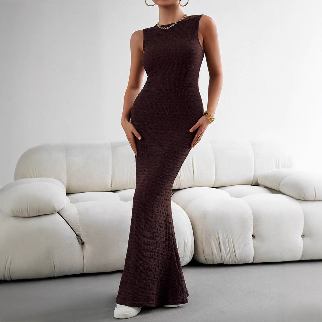 Damen figurbetontes Maxikleid mit elegantem Strukturdesign Drune