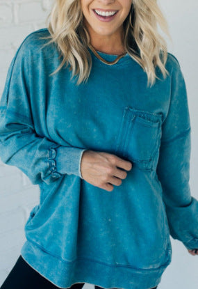 Damen Bequemer Oversized Sweatshirt mit Taschen Drune