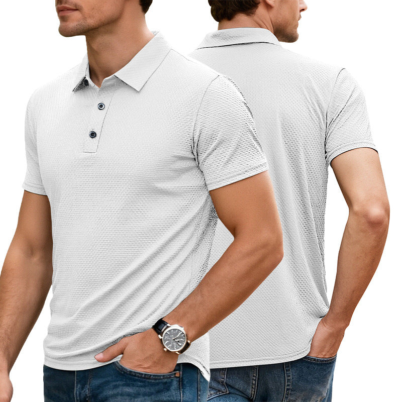 Herren nan strukturiertes Mikrojacquard-Poloshirt mit schlanker Passform und elastischem Komfortstretch Drune