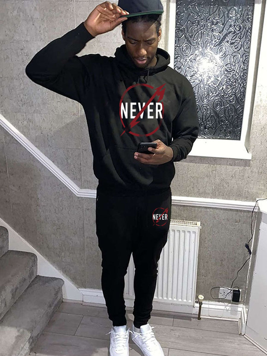 Herren Kapuzenpullover und Jogginghose Set mit motivierendem Aufdruck Drune