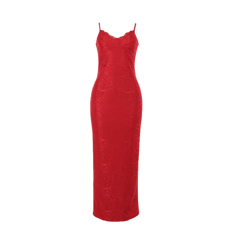 Damen figurbetontes Maxikleid mit floralem Design Drune