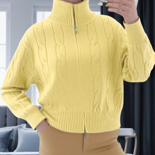 Damen Strickpullover mit hohem Kragen und Reißverschluss Drune