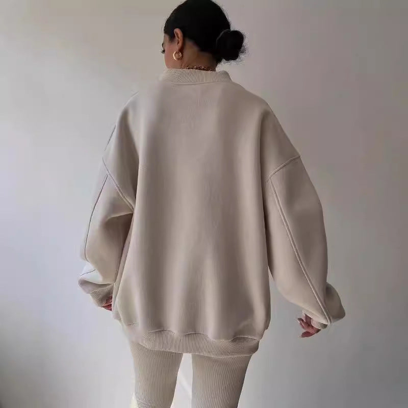 Damen Oversize Sweatshirt mit V-Ausschnitt und gemütlichem Schnitt Drune