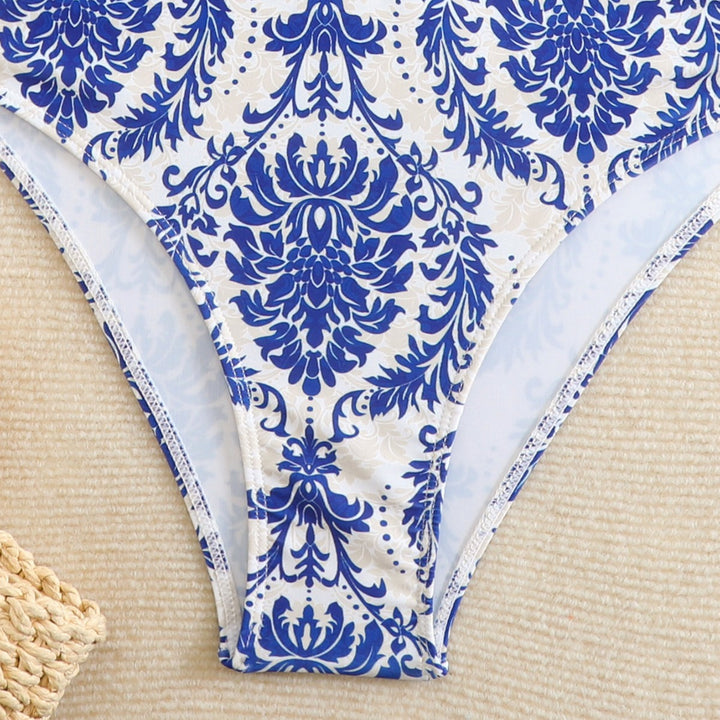 Damen eleganter Einteiler Badeanzug mit romantischem Blumenmuster Drune