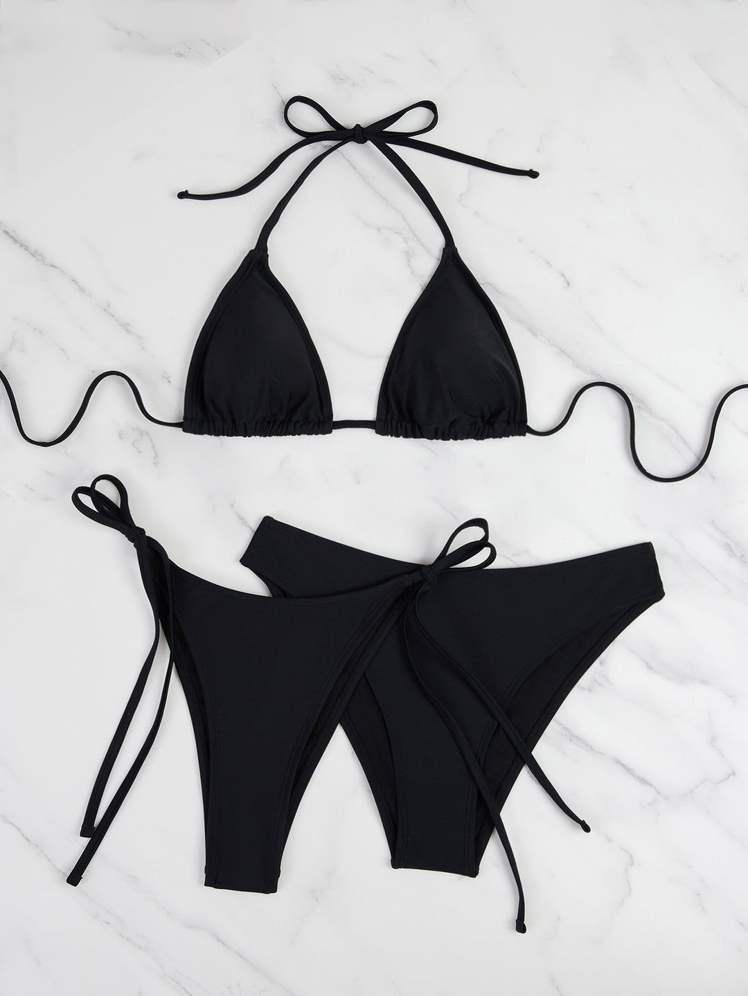 Damen Triangel-Bikini mit anpassbaren Bändern und hohen Beinausschnitten Drune
