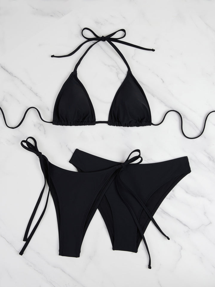 Damen Triangel-Bikini mit anpassbaren Bändern und hohen Beinausschnitten Drune