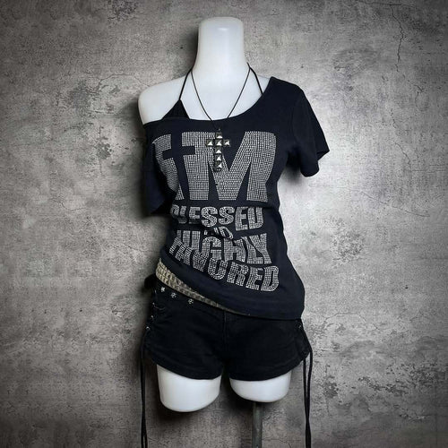 Damen Trendiges T-Shirt mit funkelnden Strassdetails Drune