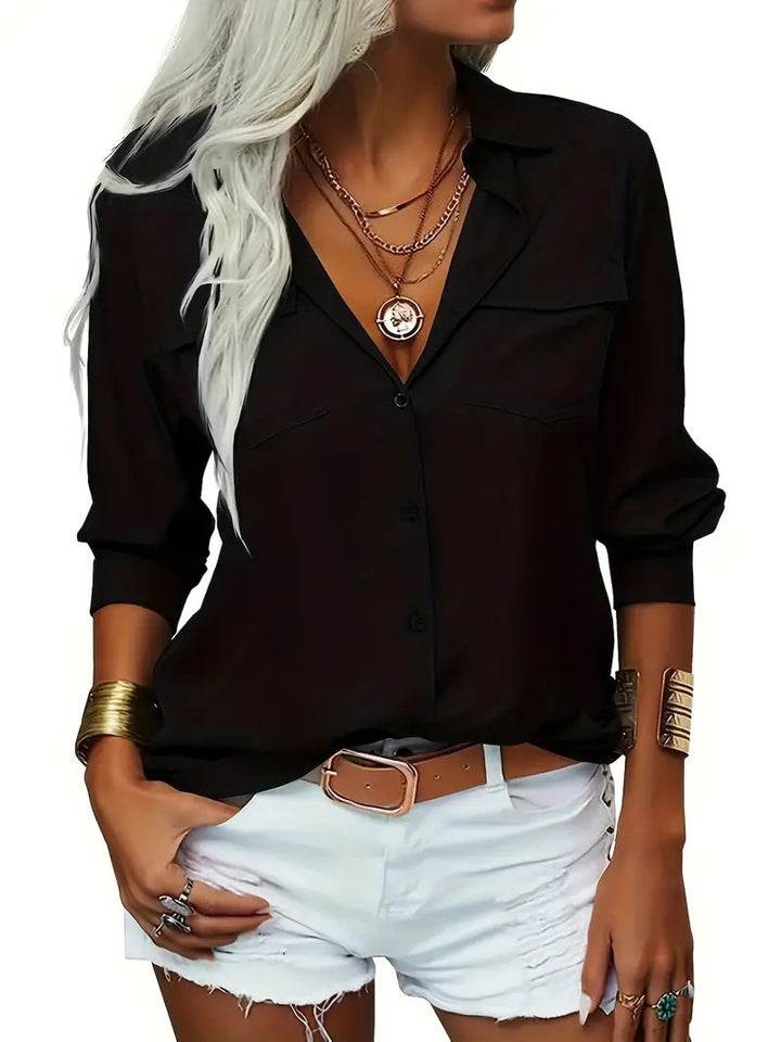 Damen Seidenbluse mit lässigem Schnitt und Taschen Drune