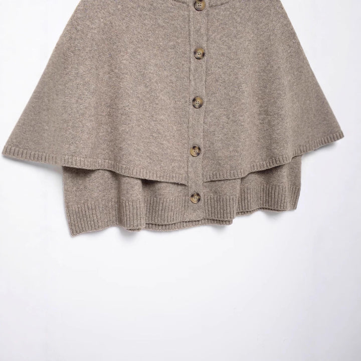 Damen Strick-Cape mit eleganter Knopfleiste Drune