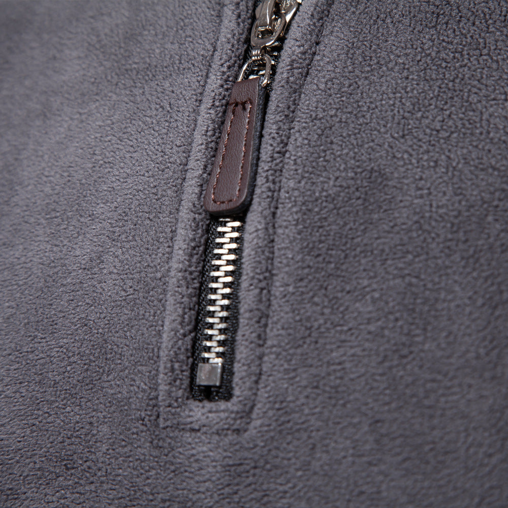Herren nan leichter Fleece-Troyer mit Kurzreißverschluss und Stehkragen Drune