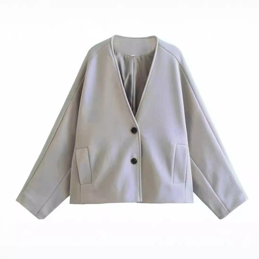 Damen Modische Jacke mit schickem Schnitt und praktischen Taschen Drune