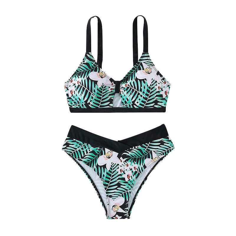 Damen Zweiteiliges Bikini-Set mit floralem Design und verstellbaren Trägern Drune