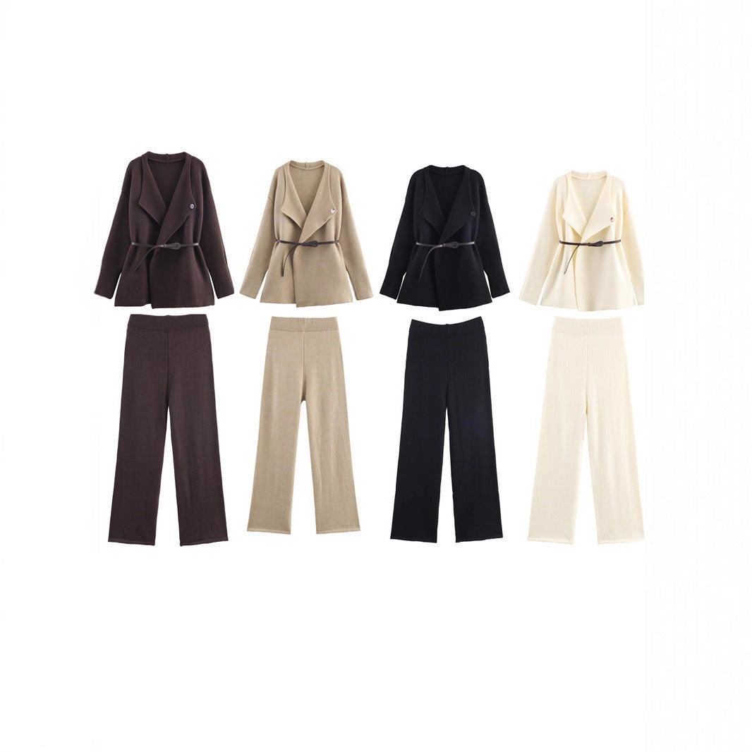 Damen elegantes Overall-Set mit taillierbarem Gürtel und weitem Schnitt Drune