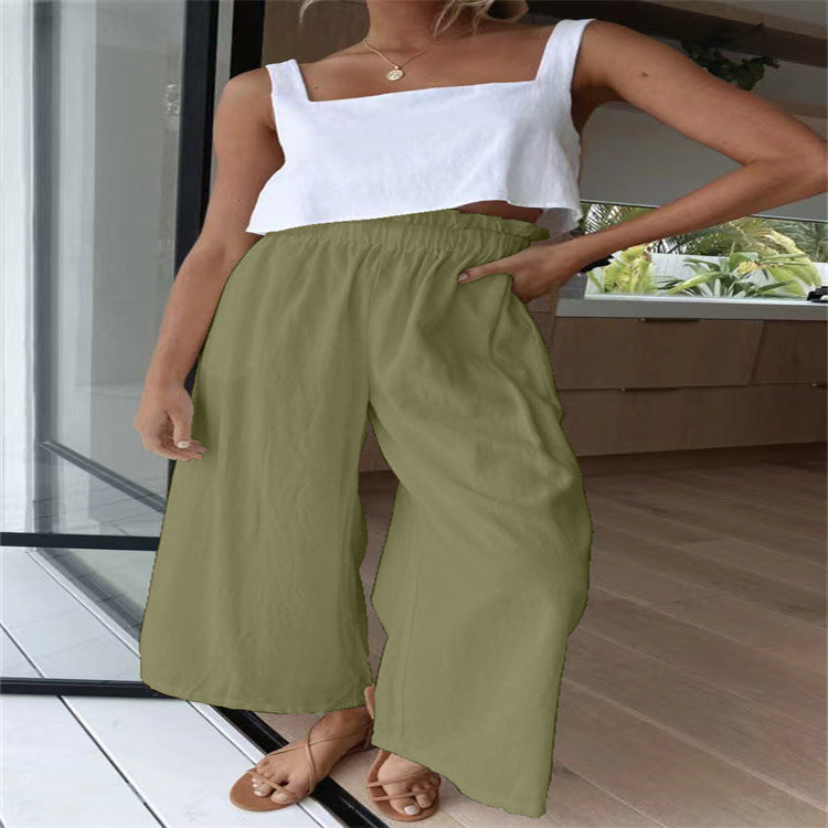 Damen Weite Sommerhose mit elastischem Bund und stilvollem Schnitt Drune