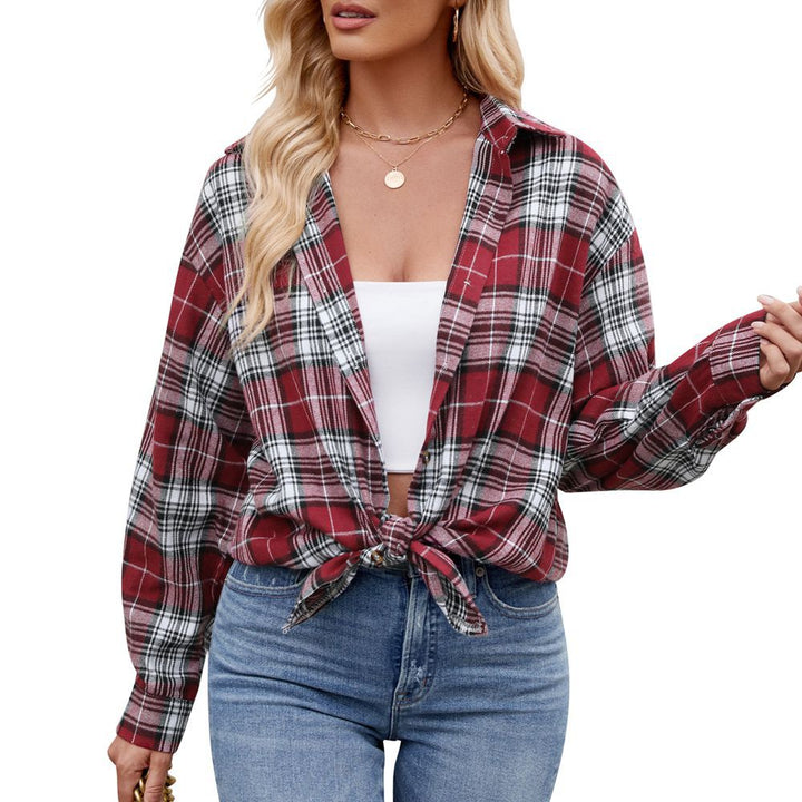Damen Karierte Oversized Hemdbluse Drune