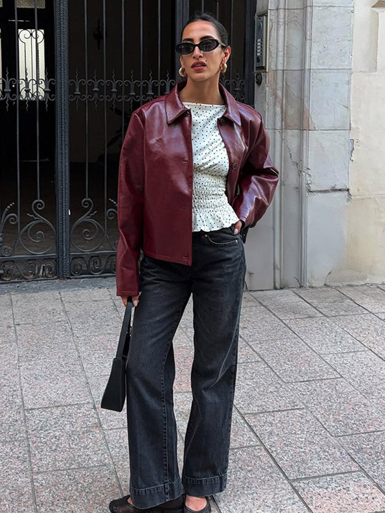 Damen Kunstlederjacke mit eleganter Passform Drune