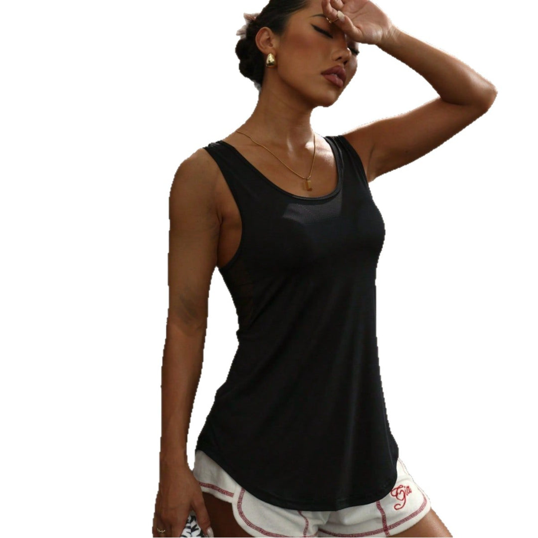 Damen Sporttop mit atmungsaktivem Mesh-Einsatz und figurbetonendem Schnitt Drune