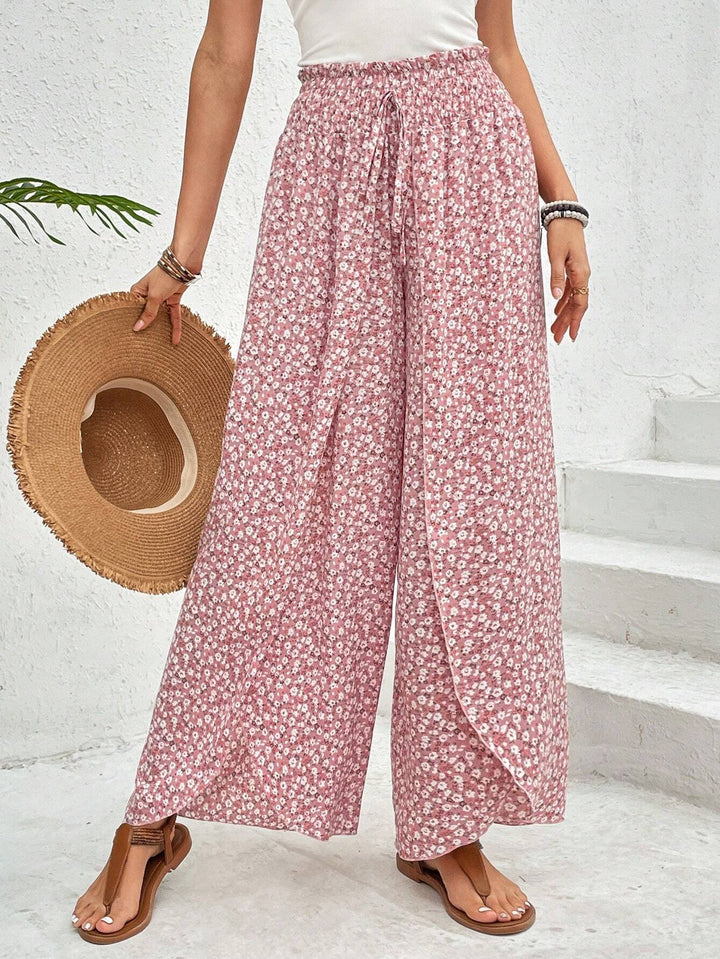 Damen weite Sommerhose mit elastischem Bund und floralem Design Drune