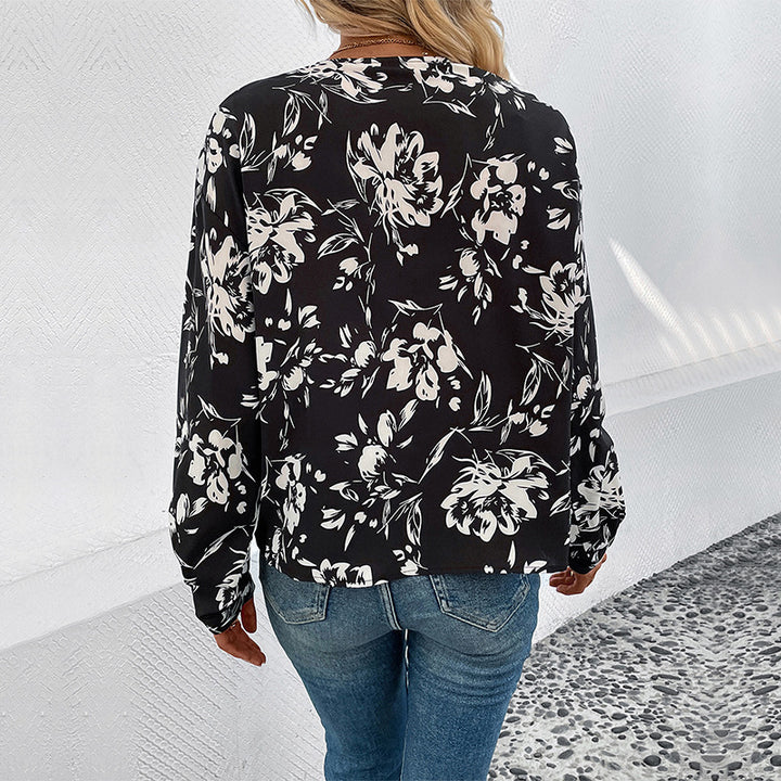 Damen Bluse mit floralen Mustern und eleganten Puffärmeln Drune